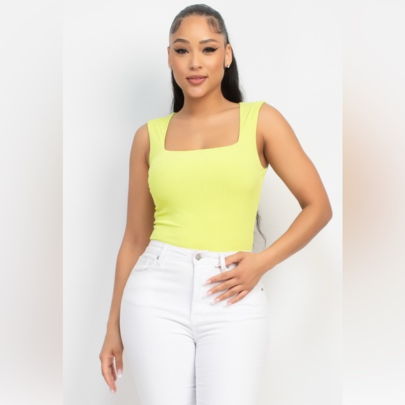 Lime green double layered sleeveless top - Picture 7 of 7